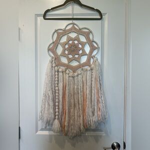 Handmade Cream and Blush Macramé Wall Hanging
